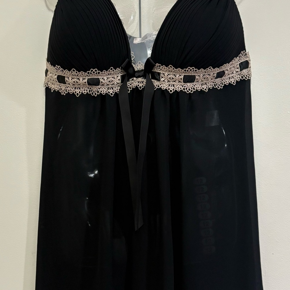 Linea Donatella Black Dress with Lace Detail